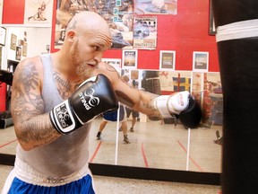 Matt Cooper spars at the Top Glove Boxing Academy in Sudbury, Ont. on Thursday September 21, 2017. Cooper is headlining the Olympic Style boxing match this Saturday night. Gino Donato/Sudbury Star/Postmedia Network