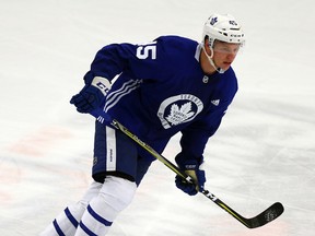 Miro Aaltonen skates during Maple Leafs training camp at the Gale Centre in Niagara Falls on Sept. 16, 2017. (Dave Abel/Toronto Sun/Postmedia Network)