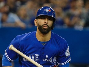 Toronto Blue Jays slugger Jose Bautista during a game against the Los Angeles Dodgers at the Rogers Centre in Toronto on May 7, 2016. (Dave Thomas/Toronto Sun/Postmedia Network)