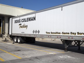 Doug Coleman Trucking has laid off 100 workers, and has $4 million in tractor-trailers stranded due to the Cami strike, says a company official. (DEREK RUTTAN, The London Free Press)