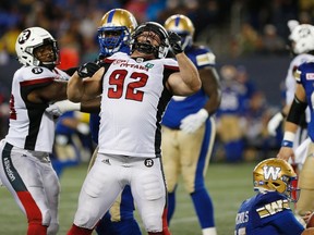 The Ottawa Redblacks didn’t have much to celebrate last night, but Zack Evans did sack Matt Nichols during the first half. The Canadian Press
