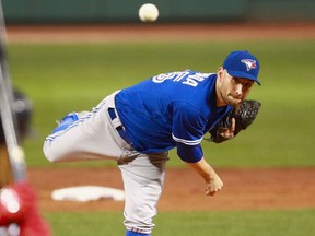 Pitcher Marco Estrada of the Toronto Blue Jays pitches at the bottom of the second inning during the game against the Boston Red Sox at Fenway Park on Sept. 5, 2017 in Boston. (Omar Rawlings/Getty Images)