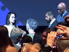 Supplied photo
Angelina Jolie speaks with Cathy Cleary about their individual efforts to help the people of the Democratic Republic of Congo after Jolie spoke at the Toronto International Film Festival in Toronto on Sunday, Sept. 10. (Supplied photo)
