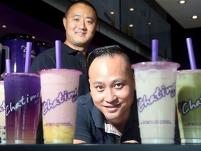 Simon Huang, left, and Nara Sok are the owners of Chatime Ottawa, whch held its grand opening in mid-September.