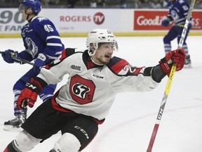 Tye Felhaber was one of the players who scored in the 67’s 6-4 victory over the defending OHL-champion Erie Otters at the Arena at TD Place on Sunday night. (Stan Behal/Postmedia Network Files)