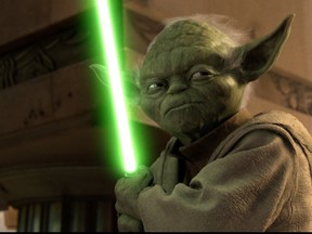 Yoda draws his lightsaber in "Star Wars: Episode III Revenge of the Sith." (Lucasfilm photo)