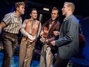 Photo supplied
Calvin Laveck, Jesse MacMillan, Michael Vanhevel, Joshua Wiles, the four leads in Million Dollar Quartet, which opens the 46th season of Sudbury Theatre Centre on Sept. 29.