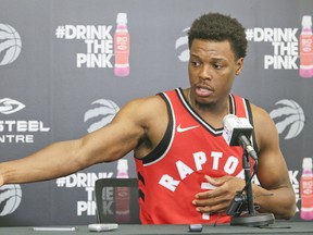 Kyle Lowry of the Toronto Raptors during media day at the BioSteel Centre in Toronto on Sept. 25, 2017. (Veronica Henri/Toronto Sun/Postmedia Network)