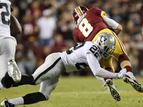 Sunday’s primetime game pitting the Oakland Raiders at Washington Redskins was a clunker and had lousy ratings to show for it. (GETTY IMAGES)