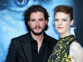 Actors Kit Harington and Rose Leslie attend the premiere of HBO's 'Game Of Thrones' season 7 at Walt Disney Concert Hall on July 12, 2017 in Los Angeles, California. (Photo by Frederick M. Brown/Getty Images)