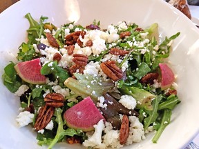 Bottega’s poached pear salad is a highlight.