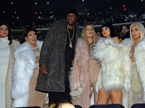 (L-R) Caitlyn Jenner, Kris Jenner, Lamar Odom, Khloe Kardashian, Kylie Jenner, Kim Kardashian and Kendall Jenner attend Kanye West Yeezy Season 3 on Feb. 11, 2016 in New York City.  (Jamie McCarthy/Getty Images for Yeezy Season 3)