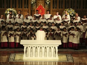 The Sistine Chapel Choir, commonly known as the Pope’s choir, performs at St. Michael’s Cathedral Basilica on Bond St. in Toronto on Tuesday, Sept. 26, 2017. (VERONICA HENRI/TORONTO SUN)