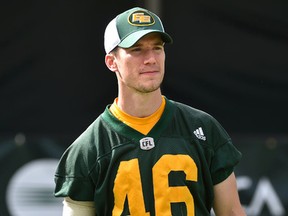 Eskimos have added kicker Swayze Waters to the team, here during practice at Commonwealth Stadium in Edmonton, September 25, 2017.