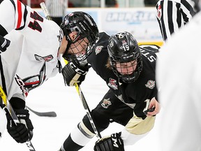 Trenton Golden Hawks centre Kevin Stiles had two goals and an assist for TGH in their 7-4 win Tuesday night at Lindsay. (Amy Deroche/OJHL Images)