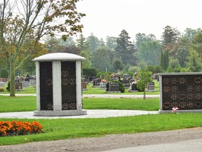 The columbaria, which store cremated remains, at the Maple Leaf Cemetery in Chatham. These units were installed in part because of an increase in people requesting cremations in Chatham-Kent.