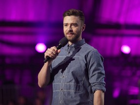 Justin Timberlake speaks on stage during XQ Super School Live, presented by EIF, at Barker Hangar on September 8, 2017 in Santa California. (Photo by Christopher Polk/Getty Images for EIF)