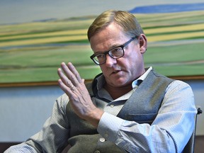 Education Minister David Eggen speaks about legislation he plans to introduce in the fall sitting of the legislature to clarify expectations around Gay-Straight Alliances, at the Legislature in Edmonton, September 27, 2017. Ed Kaiser/Postmedia