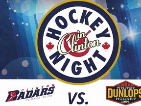 The Clinton Radars will face off against the Whitby Dunlops in a season-opener exhibition game at the Central Huron Community Complex this Saturday, Sept. 30.