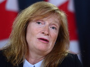 Information Commissioner Suzanne Legault holds a press conference the the National Press Theatre in Ottawa on Thursday, June 8, 2017.  THE CANADIAN PRESS/Sean Kilpatrick