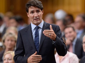 Prime Minister Justin Trudeau rises during question period in the House of Commons on Parliament Hill in Ottawa on Wednesday, Sept.27, 2017. THE CANADIAN PRESS/Adrian Wyld