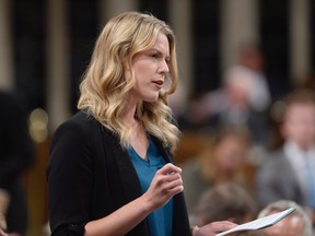 Conservative MP Rachael Harder rises during question period in the House of Commons on Parliament Hill in Ottawa on Wednesday, Sept.27, 2017. (THE CANADIAN PRESS/Adrian Wyld)