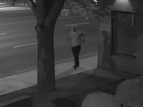 Security camera image shows a male suspect wanted in connection to a theft of a large crystal. (TORONTO POLICE/HANDOUT)