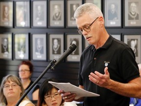 Luke Hendry/The Intelligencer
Longtime Tyendinaga Township resident Grant Emon critiques Hastings County's draft official plan during a public meeting on the subject Thursday in Belleville. He said the plan appears to have a "bias" against rural development.