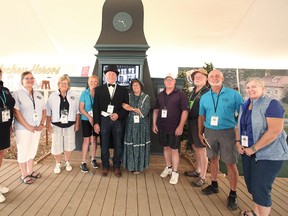 Left to right--Huron East economic development officer, Jan Hawley, Lisa Houthuyzen, Maureen Agar, Carolanne Doig, Mayor Bernie MacLellan, Cathy Elliott, Todd Doig, Seaforth Councillor, Bob Fisher, Tuckersmith Councillor, Ray Chartrand and Rae Mahoney-Robbs.(Shaun Gregory/Huron Expositor)