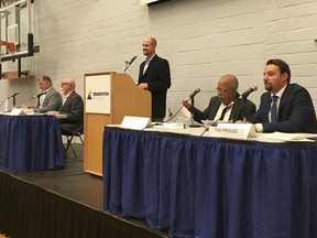 Council hopefuls get ready to debate at the Ward 6 candidate forum in Edmonton on Sept. 28, 2017. Clare Clancy / Postmedia