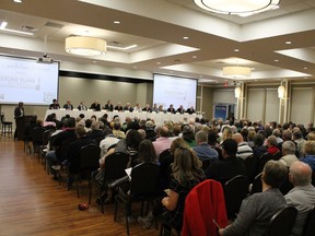 Hundreds of residents gathered at Heritage Park on Sept. 28 to hear each of the candidates running for municipal governments pitch their platform at the Stony Plain all candidates forum.