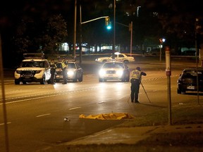 Toronto Police investigate the fourth pedestrian fatality on Scarborough streets in 24 hours, a 71-year-old man killed near McCowan Rd. and Steeles Ave. E. on Thursday, Sept. 28, 2017. (John Hanley)