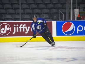 Robert Thomas practices with the London Knights at Budweiser Gardens in London, Ont. on Thursday September 28, 2017. (DEREK RUTTAN, The London Free Press)