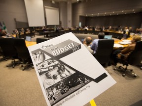 Council members debate the 2017 budget in a session last November.