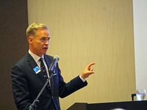 Photo by Keenan Sorokan Reporter/Examiner - 
ATB Chief economist Todd Hirsch gave a speech to members of the Stony Plain and District Chamber of Commerce on Sept. 21.