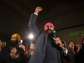 Jagmeet Singh was elected the leader of the federal New Democrats in Toronto on Sunday, Oct. 1, 2017. (Chris Young/The Canadian Press)