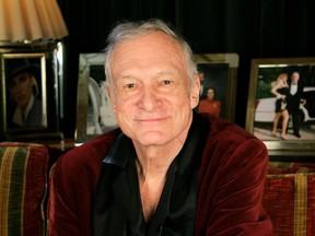 Playboy founder Hugh Hefner was reportedly buried in a private ceremony attended by his close friends and family on Saturday in Los Angeles. (Kevork Djansezian/AP Photo/Files)