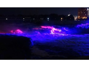 This is an artist's rendering of what the Chaudiere Falls will look like when they are illuminated in the show called Miwate, which is part of Canada's 150th birthday celebrations. Lights will illuminate the falls and there will be a soundscape as part of the free show that starts Oct. 6.