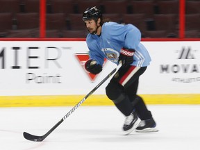 Ottawa Senators defenceman Erik Karlsson during practice at the Canadian Tire Centre in Ottawa on Sept. 27, 2017. (Tony Caldwell/Postmedia)