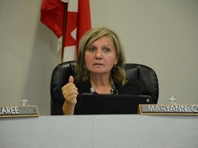 Whitecourt Mayor Maryann Chichak sat with council during its regular meeting on Sept. 25 (Peter Shokeir | Whitecourt Star).