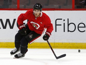Tony Caldwell/ottawa sun
Senators defenceman Chris Wideman takes part in the team’s workout on Oct. 2, 2017. Fortunately for Wideman, this one didn’t include Chris Kunitz, who scored the goal which ended Ottawa’s chance to win the Stanley Cup. (TONY CALDWELL/Ottawa Sun)
