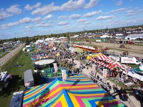 The Brigden Fall Fair midway, shown from the top of one of the rides. The fall fair, a Thanksgiving Weekend tradition in Sarnia-Lambton, returns for its 167th edition starting on Friday. (Handout/Postmedia Network)