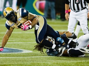 Argonauts’ Marcus Ball won’t be in action against the Roughriders on Saturday. (Toronto Sun files)