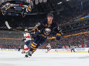 Jack Eichel of the Buffalo Sabres skates against the Florida Panthers during an NHL game at the KeyBank Center on March 27, 2017. (Bill Wippert/NHLI via Getty Images)