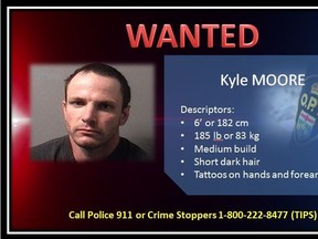 Kyle Moore, 33, is wanted by Huron OPP and Sarnia police for several charges.