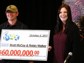 $60 million Lotto Max winners Brett McCoy and Robin Walker (Ian Kucerak)