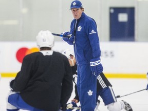 Head coach Mike Babcock during a Toronto Maple Leafs practice at the Mastercard Centre in Toronto on Oct. 3, 2017. (Ernest Doroszuk/Toronto Sun/Postmedia Network)