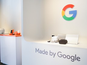 Google's new hardware products are seen at a product launch event on October 4, 2017 at the SFJAZZ Center in San Francisco, California. (Elijah Nouvelage/Getty Images)