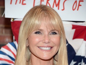 Christie Brinkley attends as award-winning filmmaker Michael Moore celebrates his Broadway Opening Night in 'The Terms of My Surrender' at Belasco Theatre on August 10, 2017 in New York City. (Photo by Michael Loccisano/Getty Images for DKC/O&M)