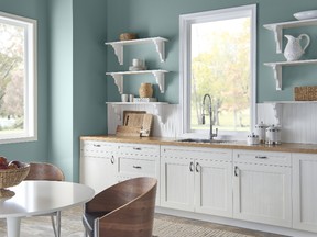 Behr Paint has chosen "In the Moment," a combination of spruce blue, soft gray and lush green, as its first-ever Colour of the Year.